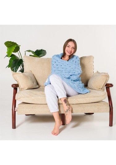 Serenita Saç Örgü Triko Tv Battaniyesi Throw Koltuk Şalı (538861611)-110X160