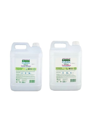 U Green Clean Bitkisel Çamaşır Deterjanı 5 L + U Green Clean Bitkisel Yumuşatıcı 5 L