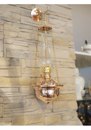 Bakır Gaz Lambası Zincirli Model Büyük Boy
