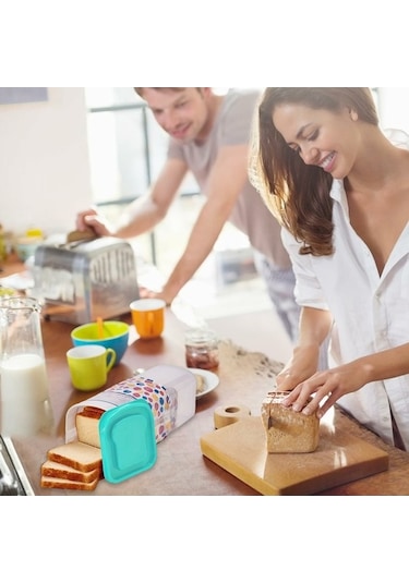 Pazly Kapaklı Hava Geçirmez Ekmek Saklama Kabı Şeffaf Plastik Mutfak Ekmek Kutusu Bpa İçermez, Fda Yok Yeşil Yeşil