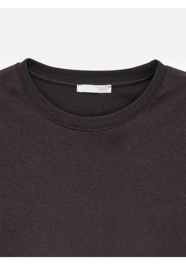 Dilvin 31763 %100 Pamuk Bisiklet Yaka T-shirt-koyu Kahve Kahverengi