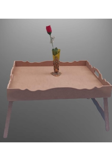 Hobi Dekoratif Tepsi Ayaklı Dikdörtgen Ham Ahşap Mdf Model El Yapımı