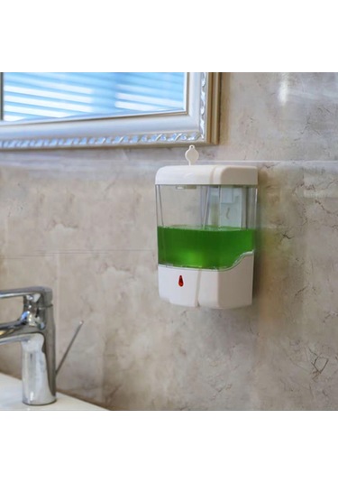 Xindoker Duvar Tipi Otomatik Algılama Sabun Dağıtıcı, 700ml Büyük Kapasite, Dokunmadan Kullanim, Şeffaf Görünüm, Pil Dahil Değil, Abs Malzeme, Temiz Ve Pratik Beyaz