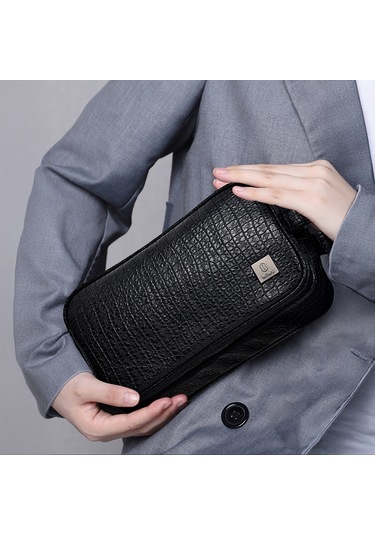 Wiwu Salem Serisi Parmak İzi Kilitli Çok Fonksiyonlu Taşınabilir Mobil Aksesuar Çantası Siyah Siyah