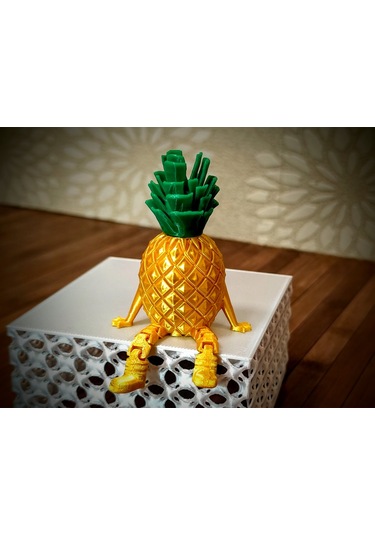 Tropikal Ananas Figürlü Sarkan Bacaklı Raf Süsü Dekoratif Masa Biblosu