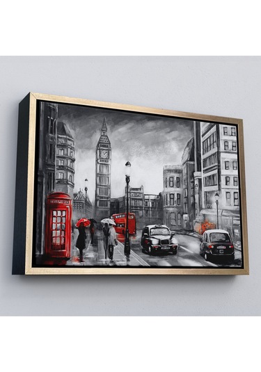 Çerçeveli Ingiltere Londra Yağlıboya Görünüm Dekoratif Tablo-3543
