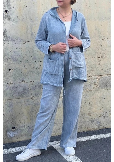 Kadın Gri Güneş Keten Ceket Gri