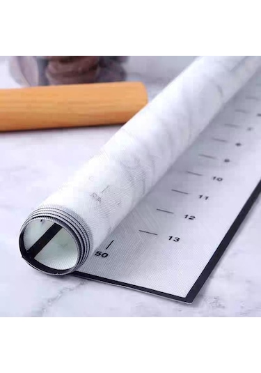 Kırmızı Kaymaz Silikon Pasta Mutfak Mat Ekstra  Kabuk Mat 50 60cm