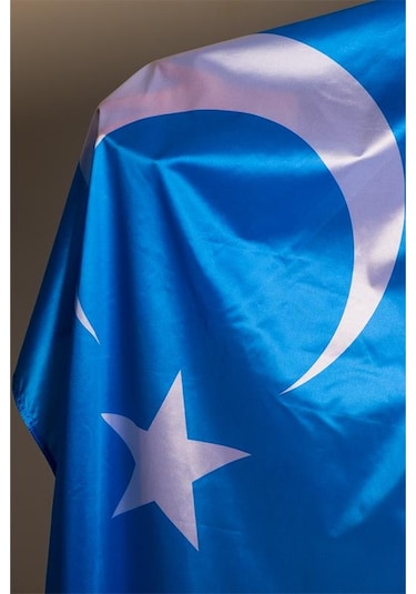 Doğu Türkistan Milli Gönder Bayrağı Raşel Kumaş Dijital Baskı 70x105 cm