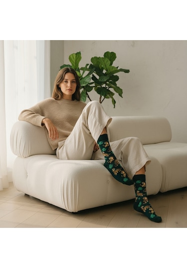 Gost Liria Tiger Socks Desenli Unisex Soket Çorap Yeşil