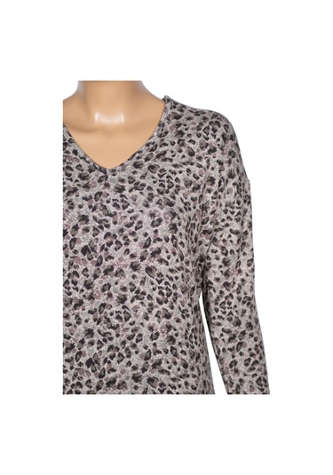 Barem Kadın Lina Büyük Beden Kışlık V Yaka Yumoş Kahve Bluz D08 Kahve