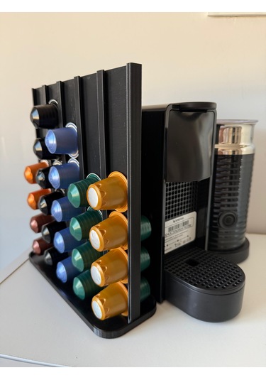 Kapsül Kahve Tutucu Dekoratif Standı 60 Kapasiteli Nespresso Siyah