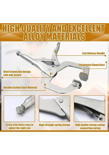 Fochsia 2 Adet 6 Inç Kilitli C Mengene, 6'lı Set Kilitli Kaynak Mengenesi, Ağır Hizmet Tipi Marangoz Mengenesi
