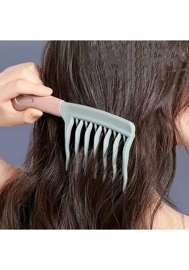 Elmpaly Çayır Yeşili Dalgalı Dişli Masaj Fırçası, Elektriklenme Önleyici Kabarık Saç Şekillendirme Tarak