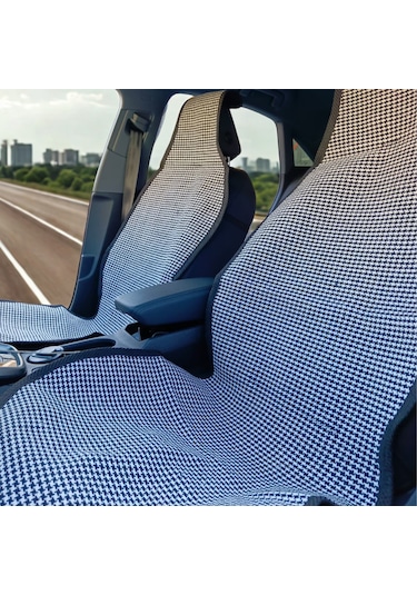 Universal Terletmez Oto Koltuk Koruyucu Kılıf - 2 Adet Ön, 1 Adet Arka Siyah-beyaz