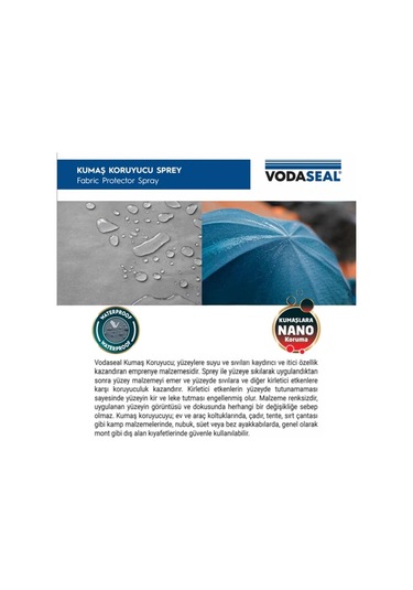 Vodeaseal Kumaş Koruyucu Su Kaydırma Özellikli Sprey 200 Ml