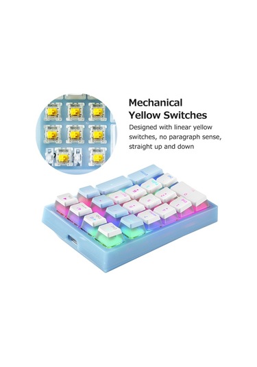 İblancod K10 21 Tuş Kablolu Mekanik Sayısal Klavye Rgb Arka Aydınlatma Efekti Mekanik Sarı Anahtarlar Puding Tuş Başlıkları Mavi