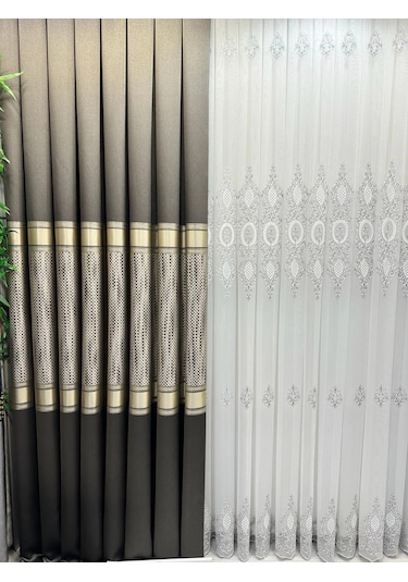 Nivemeshome Mozaik Ft614163 V-5302 Antrasit 1/3 Sık Pileli Fon Perde Apm Antrasit