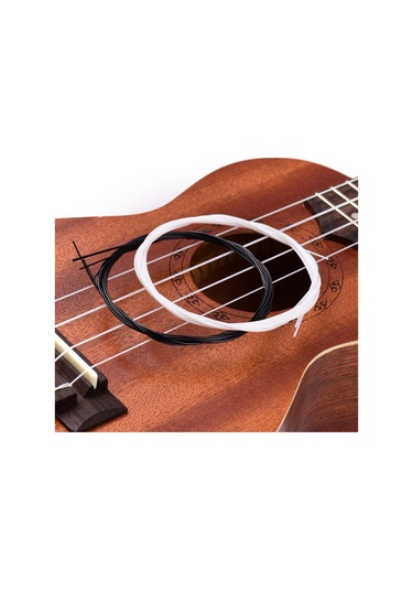 Ruicoo Nylon材质 2 Set Ukulele Teli Siyah + Beyaz - 0.24-0.26 Kalınlık, Soprano/concert/tenor Uyumlu, Açık Parlak Ses