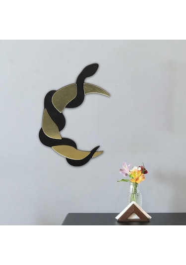 Suntek Duvar Dekor Ay Yılan Ayna Süsleme Banyo Siyah-altın