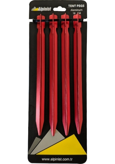 Alpinist Alüminyum 6061 Çadır Kazığı 18 CM Kırmızı 4'lü Kırmızı