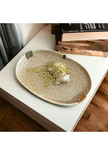 Hasır Sepet, Oval Jüt Sepet, %100 Doğal Hasır Sepet, Çok Amaçlı Dekoratif Hasır Sepet, Organizer