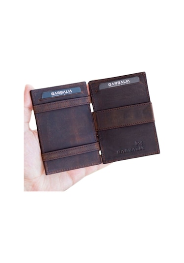 Garbalia Magic Hakiki Deri RFID Engelleyici Unisex-Kahverengi