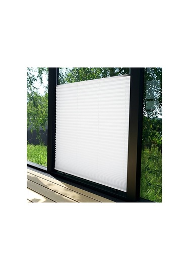 Perdema Kancalı/vidalı Blackout Plise Karartma Cam Balkon Perdesi - Ofis Perdesi - Mutfak Perdesi - Salon Beyaz V01