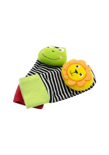 Babyjem Çıngıraklı Çorap Ve Bileklik Aslan Ve Kurbağa Turuncu - Yeşil