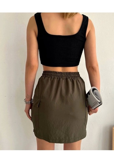 Kargo Cep İnce Paraşüt Etek Haki S241019 Haki