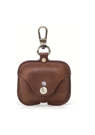 Techbloom Luxury Italian Crazy Horse Deri Kılıf Airpods Uyumlu Pro Ve 3 İçin Premium Sığır Derisi Koruyucu Kılıf Deep Blue 01