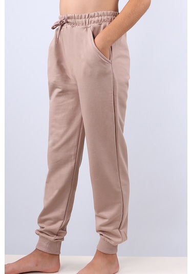 Çocuk Unisex Okul Eşofman Altı Ribanalı C8 Taba