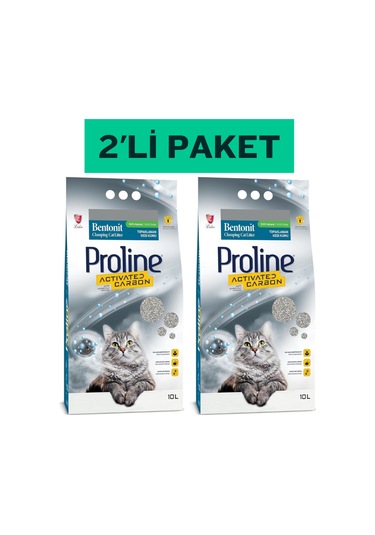 Pro Line Aktif Karbonlu 10 Lt Bentonit Kedi Kumu - 2 Adet