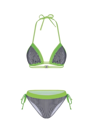 Bonesta Lanao Üçgen Neon Yeşil Çizgili Bikini Takımı
