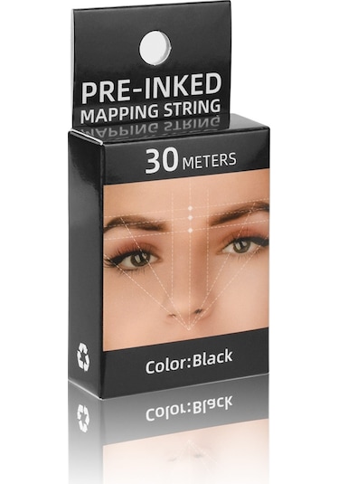 Geeksen Profesyonel Kaş Mikroblading İpi - 30 Metre Kömür Rengi - Hassas Kontür Çizimi İçin
