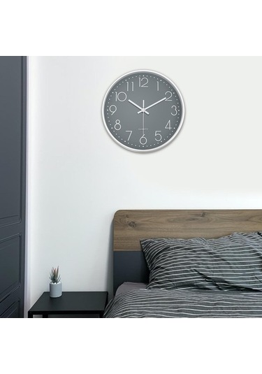 Pazly Suntek Saat Pille Gri-beyaz Gri Geçmez Duvara Çalışan Beyaz Asma 11.8 Mm Çok Renkli