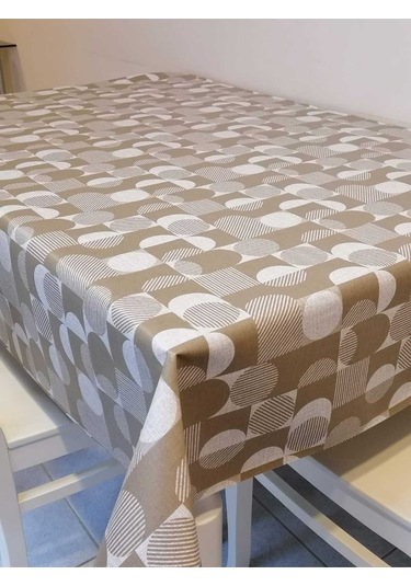 Elyaflı Pvc Muşamba - Desenli Silinebilir Masa Örtüsü Fnt12191 Kahverengi
