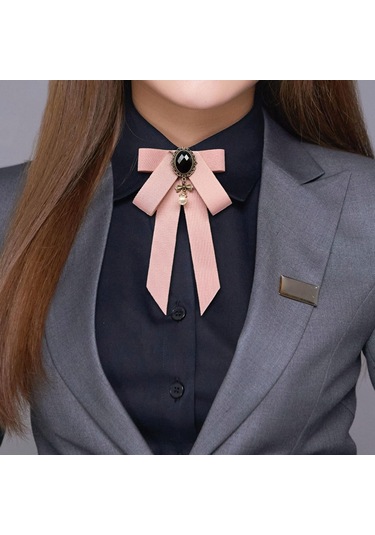 Suntek Şerit Yay Broş Üniforma Bluz Öğrenci Için Pembe