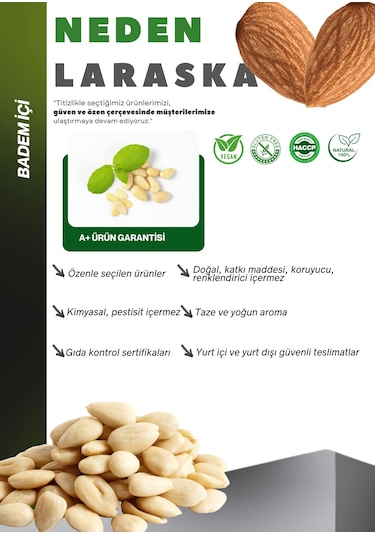 Badem İçi Soyulmuş Çiğ 100g - Blanched Almonds Raw 100 G