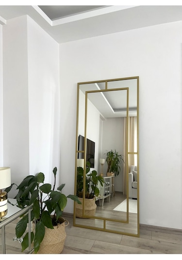 Effe Gold Metal Çerçeveli Yıldız 180x80 Cm Dekoratif Ayna