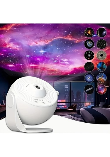 Honeybeeshop Beyaz Dynamic Globe 13 Parça Film Galaksi Projektörü Akıllı Işık 360 Dönebilir Planetaryum Led Lambası 4k Hd Ev Sineması Yatak Odası Dekorasyonu