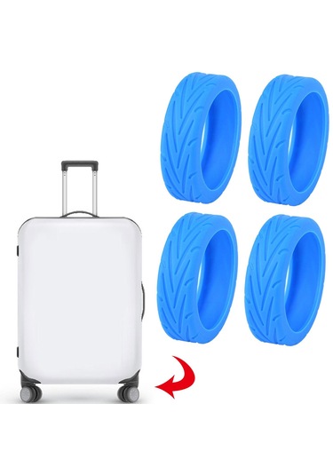 Homyl 4 Parça Bavul Tekerleği Için Sessiz Silikon Koruyucu Mavi