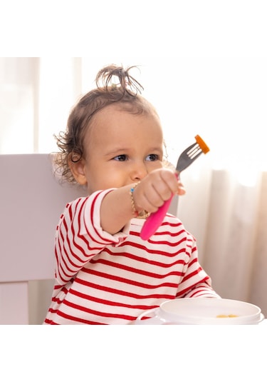Wee Baby Paslanmaz Çelik Kaşık Çatal Seti Pembe