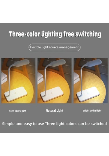 Boatshop1 Beyaz Usb Port Ve Kablosuz Sarj Pedli Modern Led Masa Lambasi Calisma Okuma Icin Katlanabilir Tasarim Yurtlar Ev Ofisler Ideal Beyaz