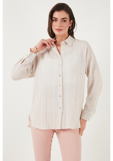 Lela Regular Fit Uzun Kollu Dokulu Bayan Gömlek 6772799 Taş