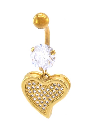 Ferizz Altın Kaplama Zirkon Taşlı Kalpli Piercing Prc-118 Altın