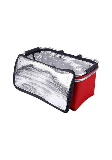 Novahub Turuncu Katlanır Piknik Kamp Alışveriş Sepeti Yalıtımlı Soğutucu Serin Sepet Zip El Çantası Su Geçirmez Çanta Turuncu Turuncu