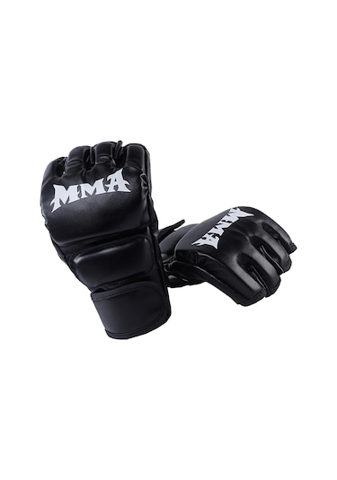 Boks Eldivenleri Yarım Parmak Açık Avuç İçi Grappling Müsabaka Yetişkin Unisex Siyah