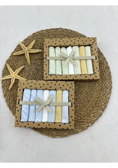 Caramell Desenli Penye Bebek Ağız Mendili 7'li 2 Paket 2025 Mö021