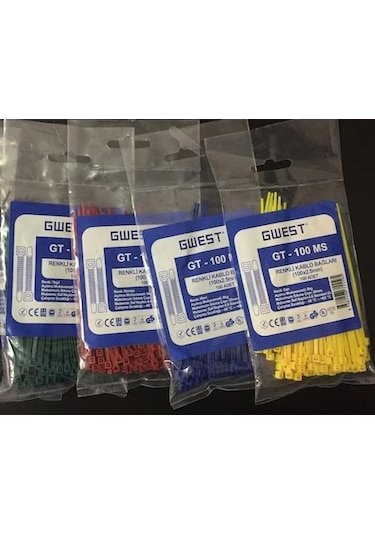 Gwest 2,5x100mm 10cm Renkli Plastik Cırt Kelepçe Kablo Bağı 4renk